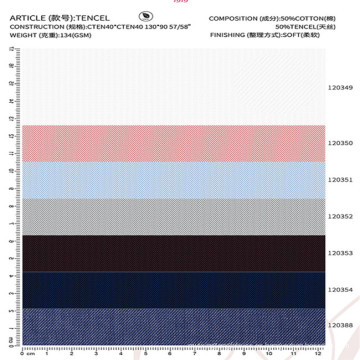 50 tencel fabric 50 algodón tela mezclada para la camisa de vestir de los hombres